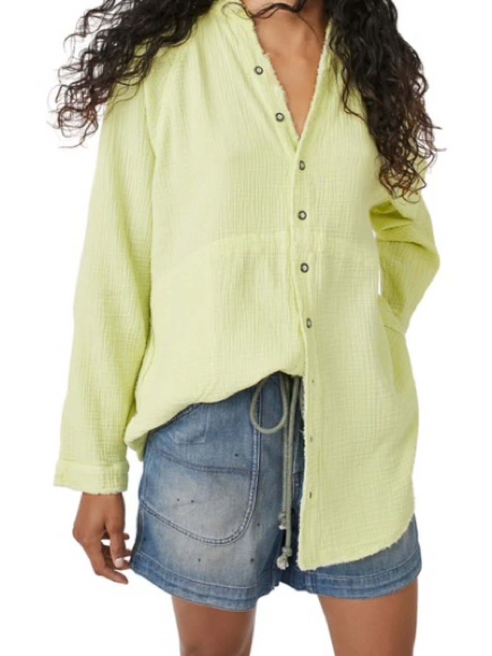 Free People We the Free Summer Daydream Button Down in Key Lime size Xsmall